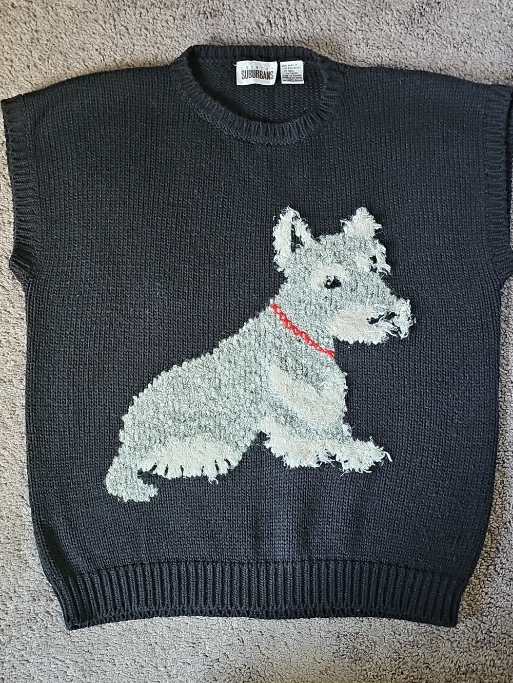 Vintage Scottie Dog Sleveless Sweater Sz L